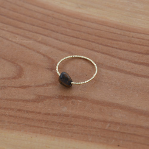 Metal ring Black Agate