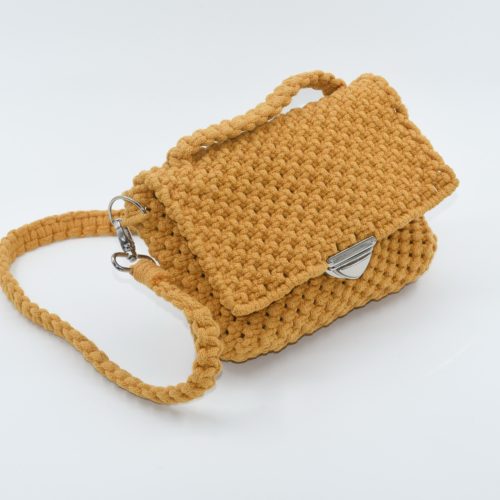 Mustard Yellow Hand-Crocheted Satchel Bag