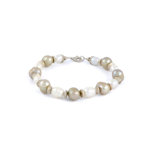 Mixed Pearl Bracelet – Classic & Smoke-Gold Tones