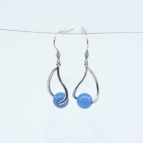 Blue Colored Agate Earrings