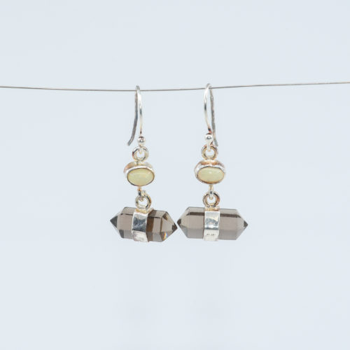 Pyrite & Fire Opal Earrings